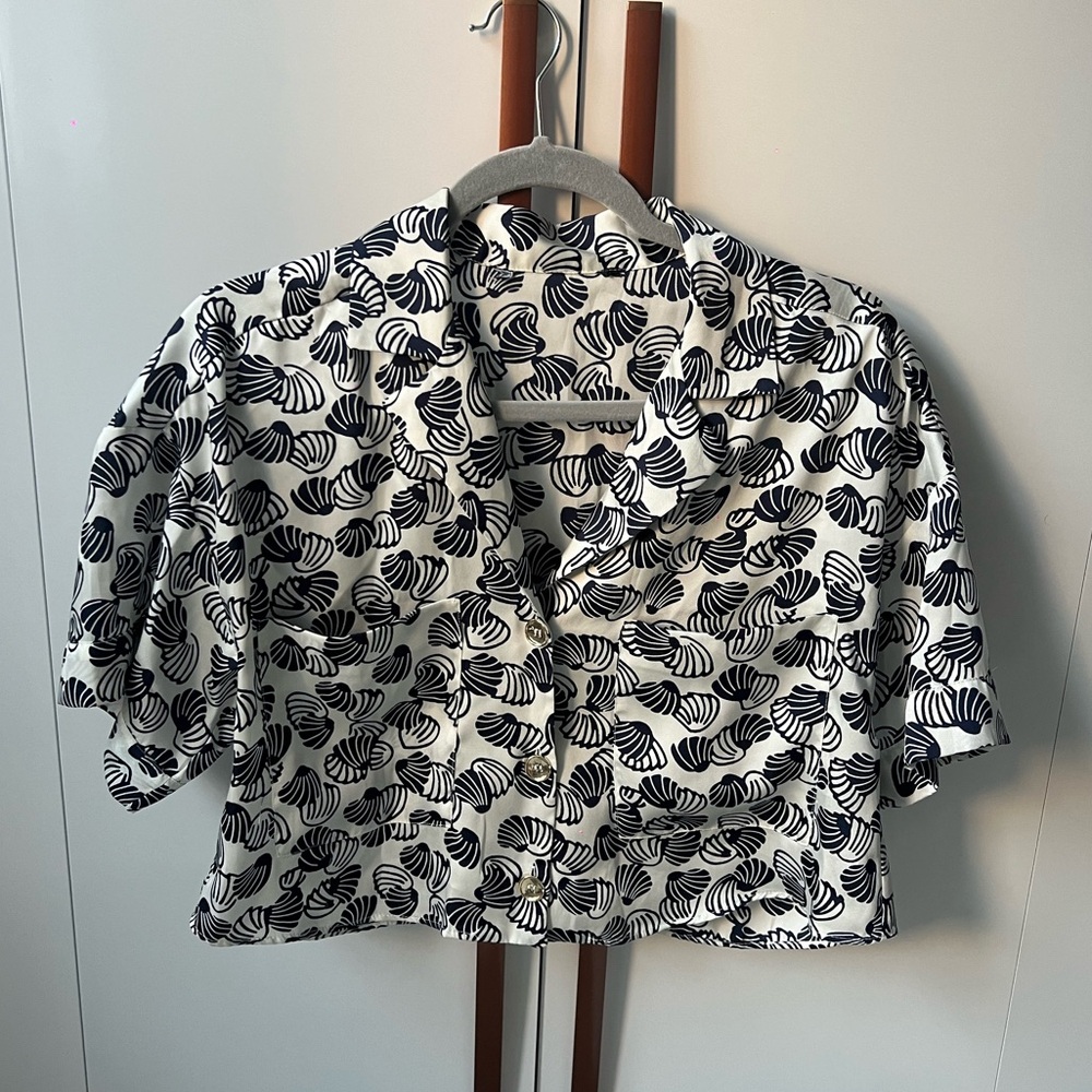 Sea Shell Pattern Satin Shirt